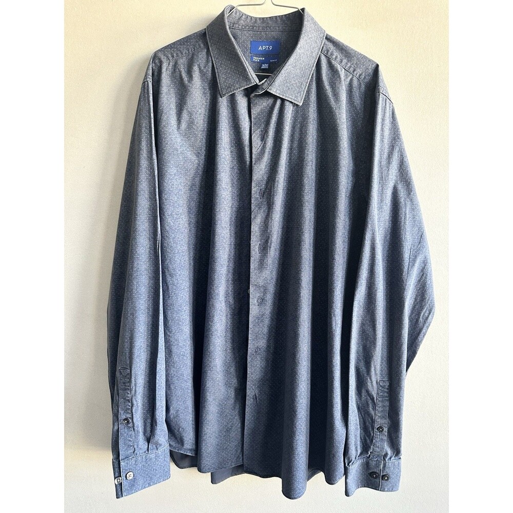 Apt 9 Mens Slim Fit Dress Shirt Blue L 16 16.5 36 37 Office Business